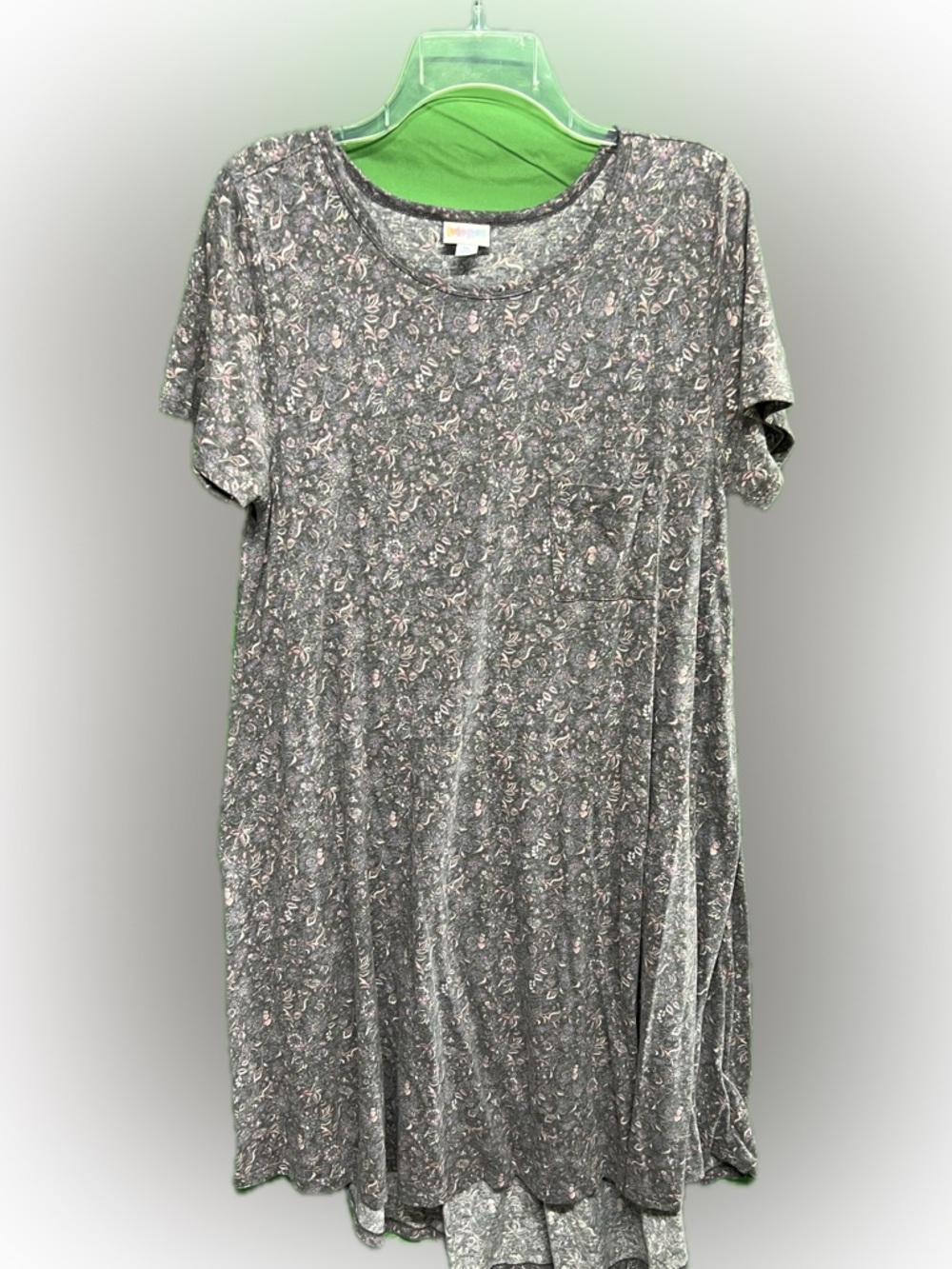 LuLaRoe Gray Floral Short Sleeve Lightweight Dress